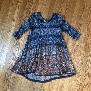 Ecote 3/4 sleeve multicolored dress